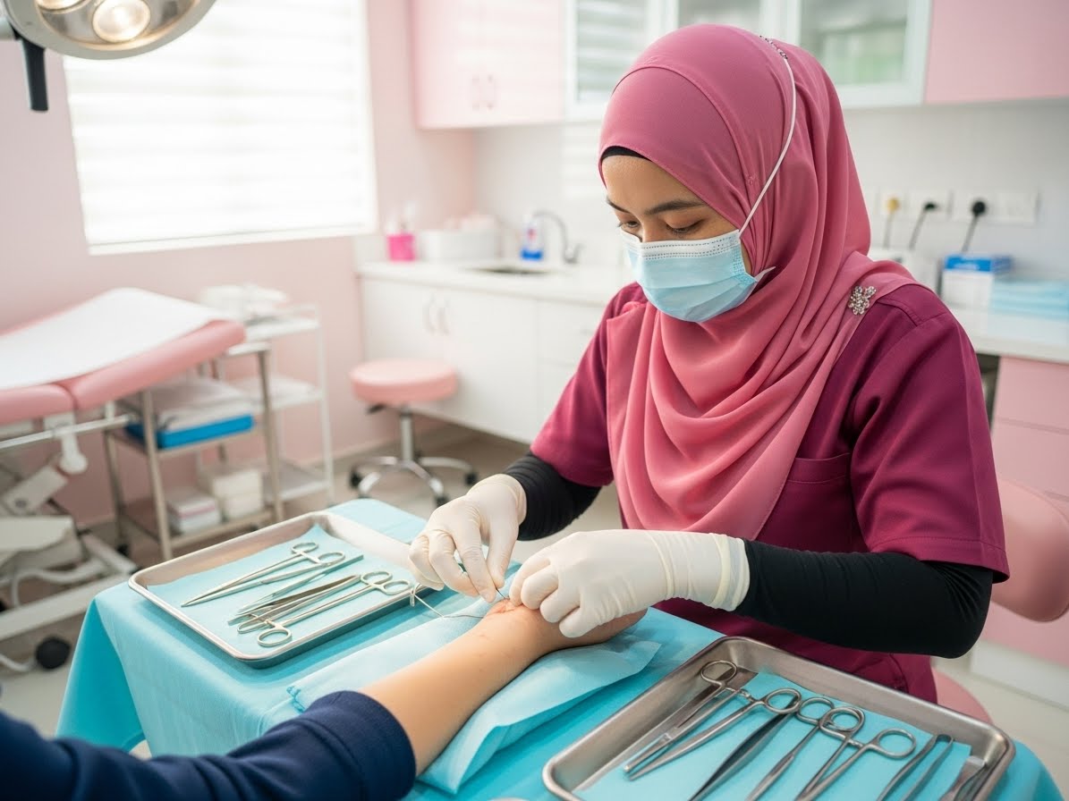 Sutures and dressing